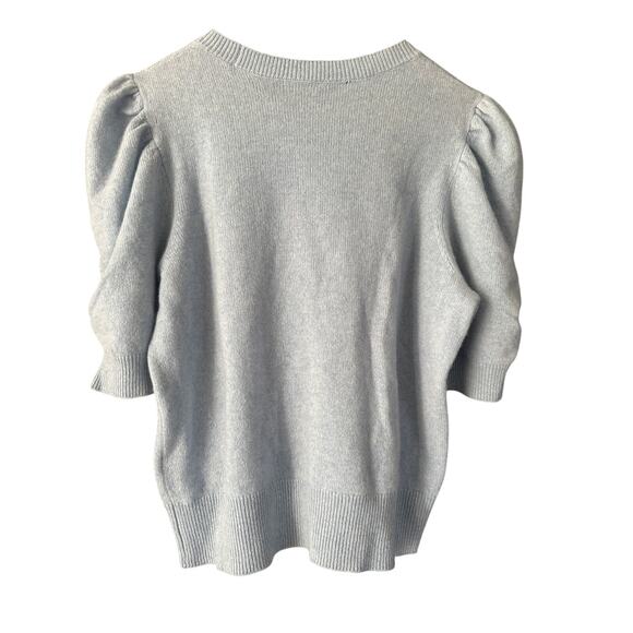 FRAME Frankie Cashmere Wool Puff-Sleeve Sweater – Blue Chambray, Size Large - Picture 4 of 6